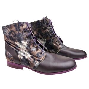 Desigual Artsy Ciruela Punk Pop Art Lace-Up Ankle Booties
